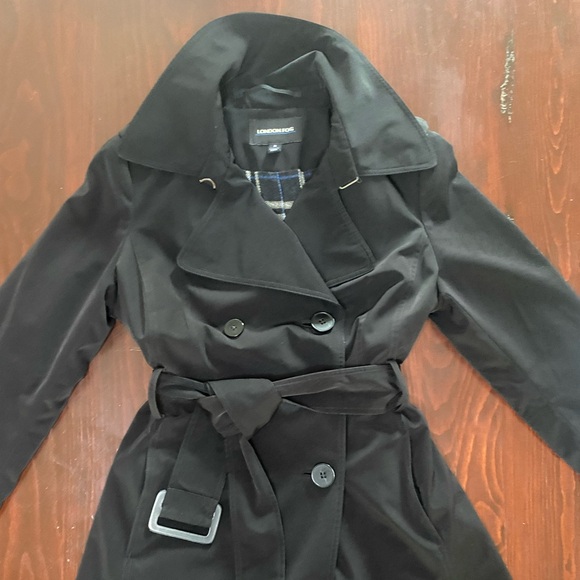 London Fog Black Trench Coat Women’s Size Small - Picture 8 of 11